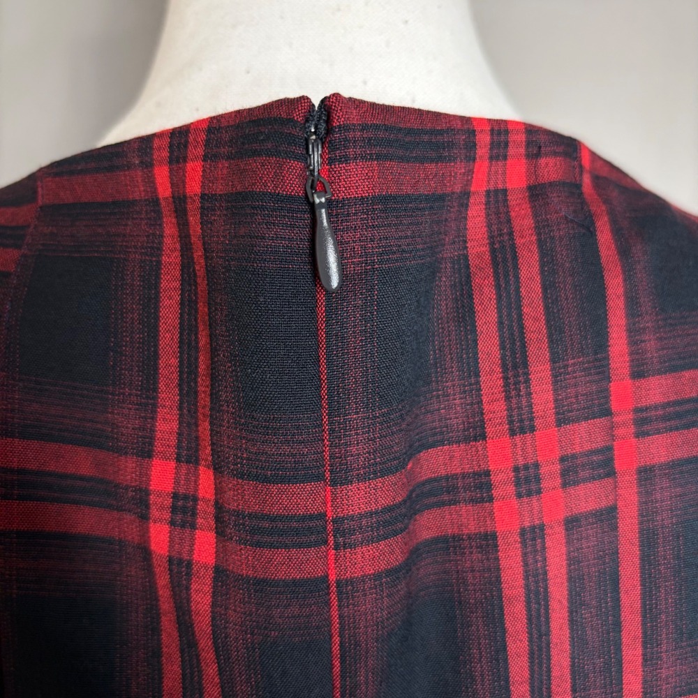 Avec Les Filles Plaid Dress 10 Red Black Midi Whimsigoth Gothic Punk Grunge - Picture 6 of 8